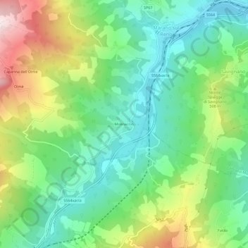 Topografische kaart Molinaccio, hoogte, reliëf