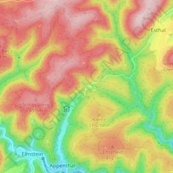 Topografische kaart Schwabenbach, hoogte, reliëf