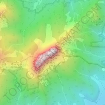 Topografische kaart Mont Aiguille, hoogte, reliëf
