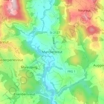 Topografische kaart Marchetsreut, hoogte, reliëf
