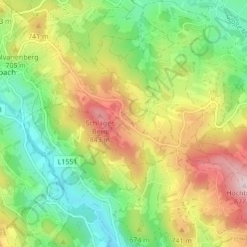 Topografische kaart Oberthiergrub, hoogte, reliëf