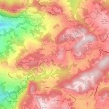Topografische kaart Verucchia, hoogte, reliëf