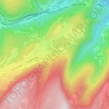 Topografische kaart Nerval, hoogte, reliëf