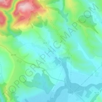 Topografische kaart Borcut, hoogte, reliëf