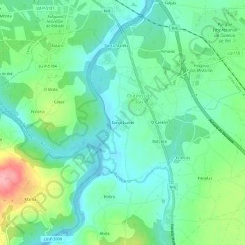 Topografische kaart Santa Isabel, hoogte, reliëf