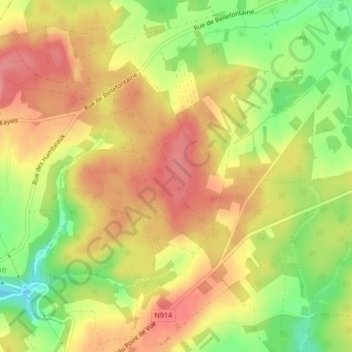 Topografische kaart Ronchy, hoogte, reliëf