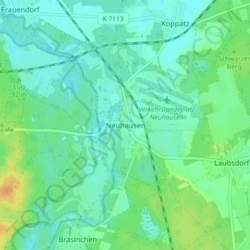 Topografische kaart Neuhausen, hoogte, reliëf
