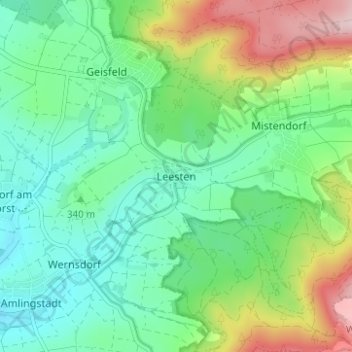 Topografische kaart Leesten, hoogte, reliëf