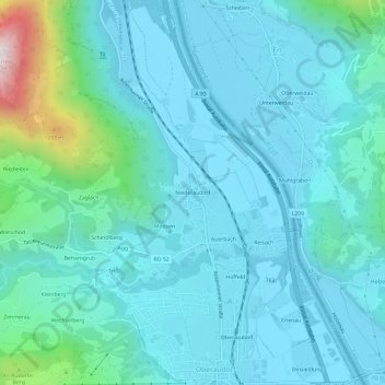 Topografische kaart Niederaudorf, hoogte, reliëf