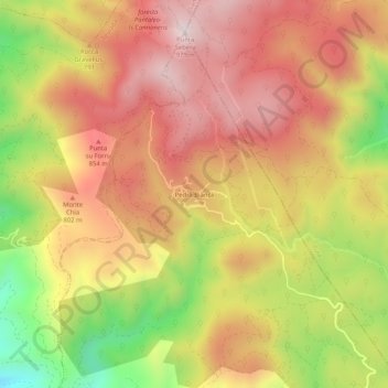 Topografische kaart Pedra Bianca, hoogte, reliëf