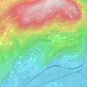 Topografische kaart Savignano, hoogte, reliëf