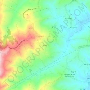 Topografische kaart Carosi, hoogte, reliëf