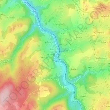 Topografische kaart Le Pont, hoogte, reliëf