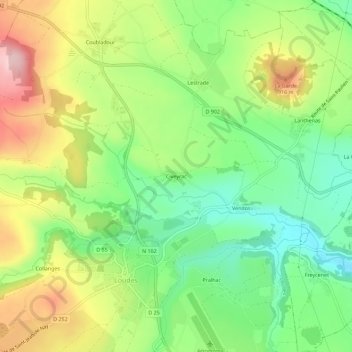 Topografische kaart Civeyrac, hoogte, reliëf