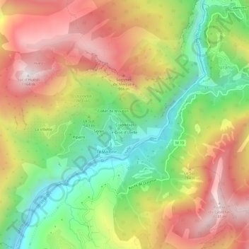 Topografische kaart Colombier, hoogte, reliëf