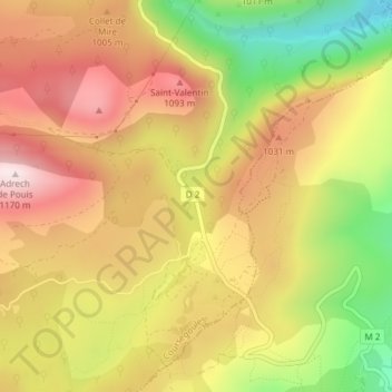 Topografische kaart La Garussière, hoogte, reliëf