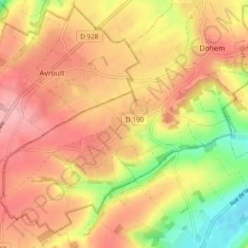 Topografische kaart Maisnil Bout d'Aval, hoogte, reliëf