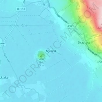 Topografische kaart Nyland, hoogte, reliëf