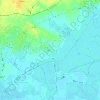 Topografische kaart Moricq, hoogte, reliëf