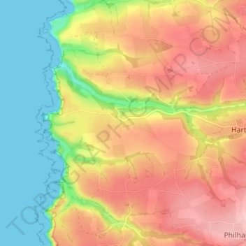 Topografische kaart Stoke, hoogte, reliëf