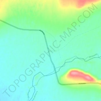 Topografische kaart Delyankir, hoogte, reliëf