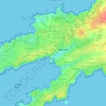 Topografische kaart Gorrekear, hoogte, reliëf