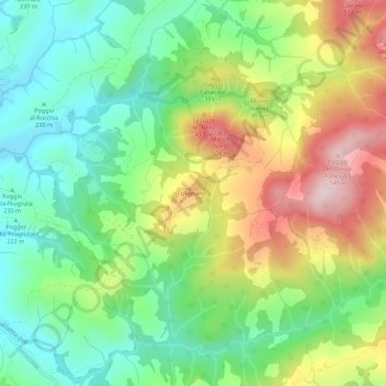 Topografische kaart Ulignano, hoogte, reliëf