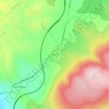 Topografische kaart Vale Alto, hoogte, reliëf