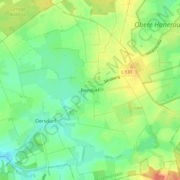 Topografische kaart Bendorf, hoogte, reliëf