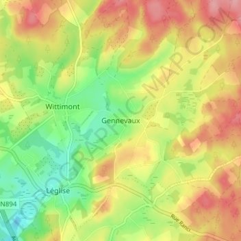 Topografische kaart Gennevaux, hoogte, reliëf