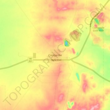 Topografische kaart Coolgardie, hoogte, reliëf