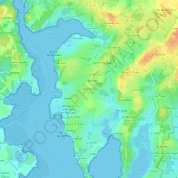 Topografische kaart Botconan, hoogte, reliëf
