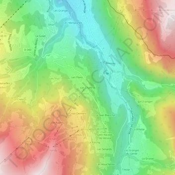 Topografische kaart Les Chattrix, hoogte, reliëf