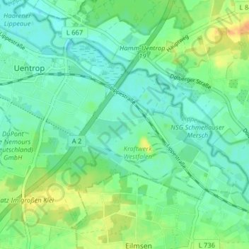 Topografische kaart Schmehausen, hoogte, reliëf