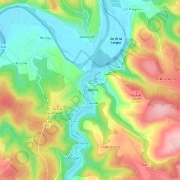 Topografische kaart Les Bertoux, hoogte, reliëf
