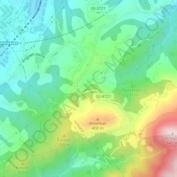 Topografische kaart Xoxoka, hoogte, reliëf