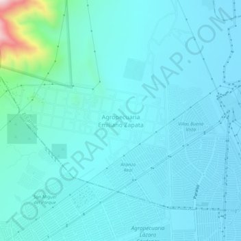 Topografische kaart Agropecuaria Emiliano Zapata, hoogte, reliëf