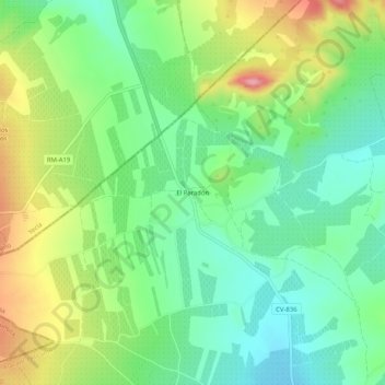 Topografische kaart El Paradón, hoogte, reliëf