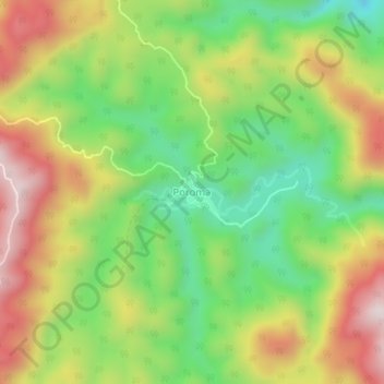 Topografische kaart Poroma, hoogte, reliëf