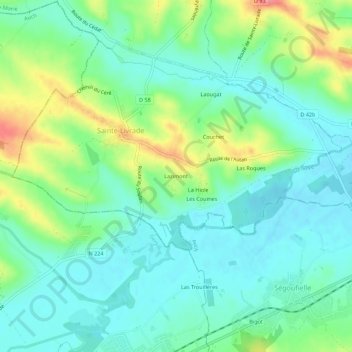 Topografische kaart Lazimont, hoogte, reliëf