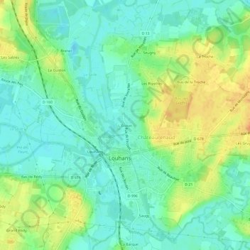 Topografische kaart L'Écotet, hoogte, reliëf