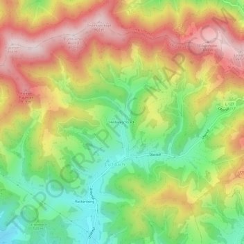 Topografische kaart Hintereschbach, hoogte, reliëf