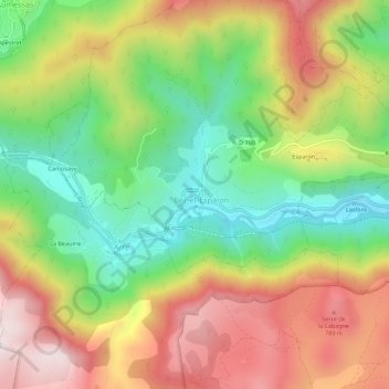 Topografische kaart Bez, hoogte, reliëf