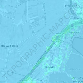 Topografische kaart Oud-Reeuwijk, hoogte, reliëf