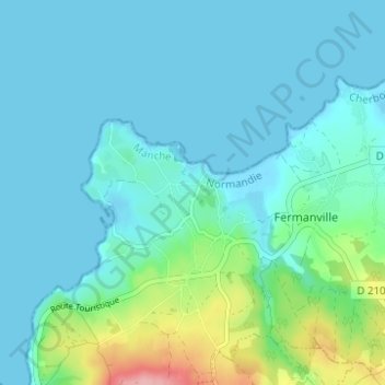 Topografische kaart Inglemare, hoogte, reliëf