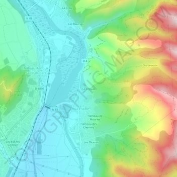 Topografische kaart Le Crouas, hoogte, reliëf