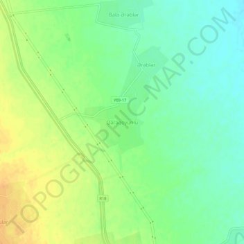 Topografische kaart Qaraqoyunlu, hoogte, reliëf