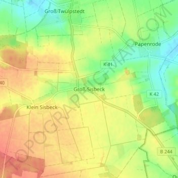 Topografische kaart Groß Sisbeck, hoogte, reliëf