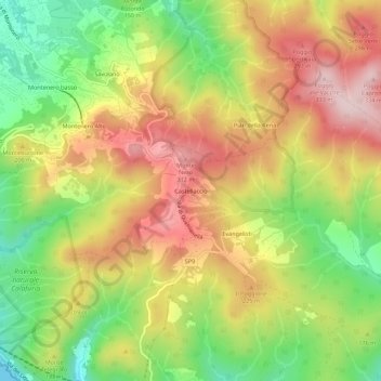 Topografische kaart Castellaccio, hoogte, reliëf