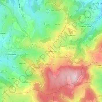Topografische kaart Le Pin Bouchain, hoogte, reliëf